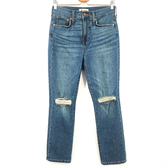 Madewell The Perfect Vintage Crop Jean in Gooding Wash: Knee-Rip Edition Size 26 - Picture 1 of 12